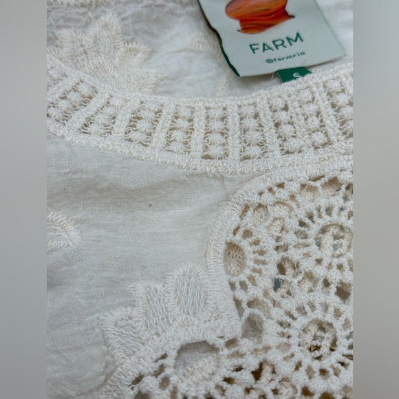 🆕 FARM Rio 🧿 NWOT Off White Crochet Long Sleeve Blouse - Picture 13 of 15